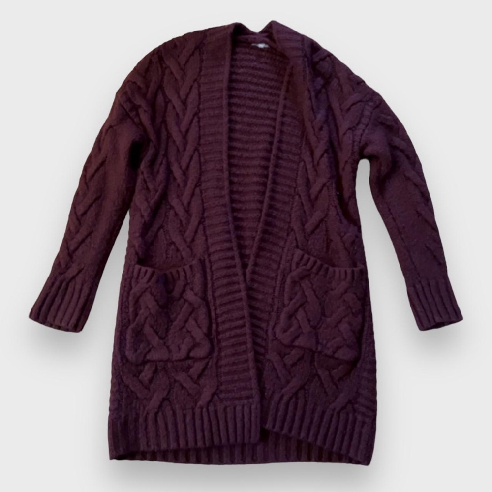 Purple Cable Knit Cardigan - Size M